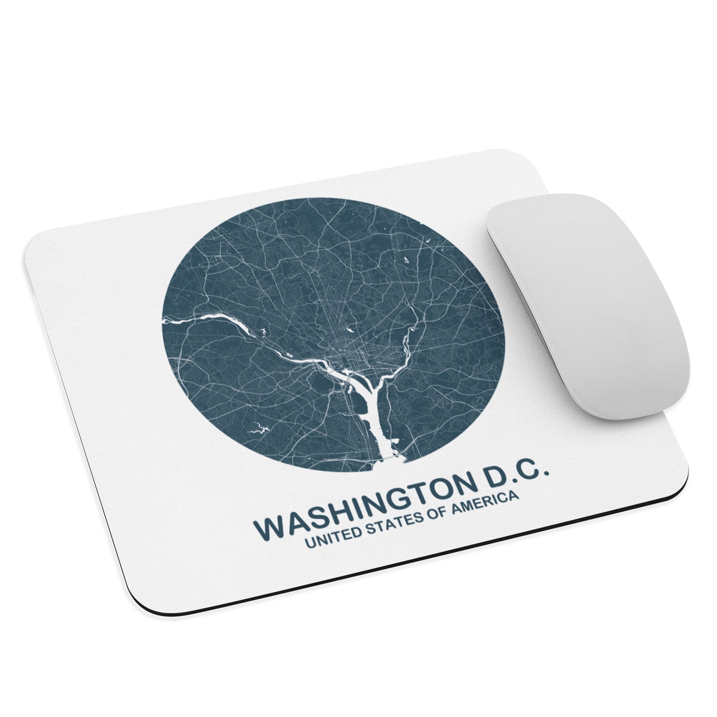 Washington, D.C. Circular Blue Map Mouse Pad