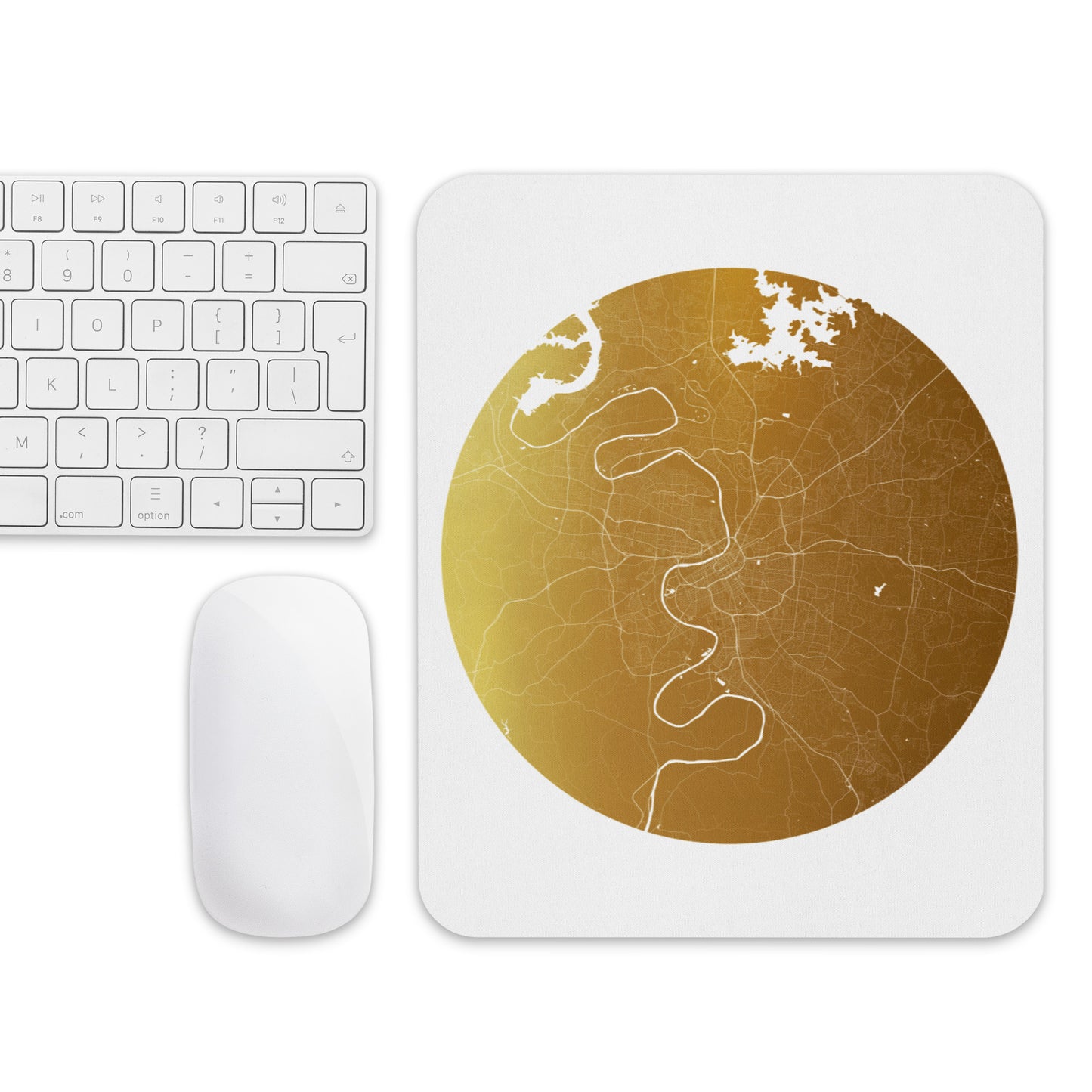 Nashville Gold on White Map Mouse Pad