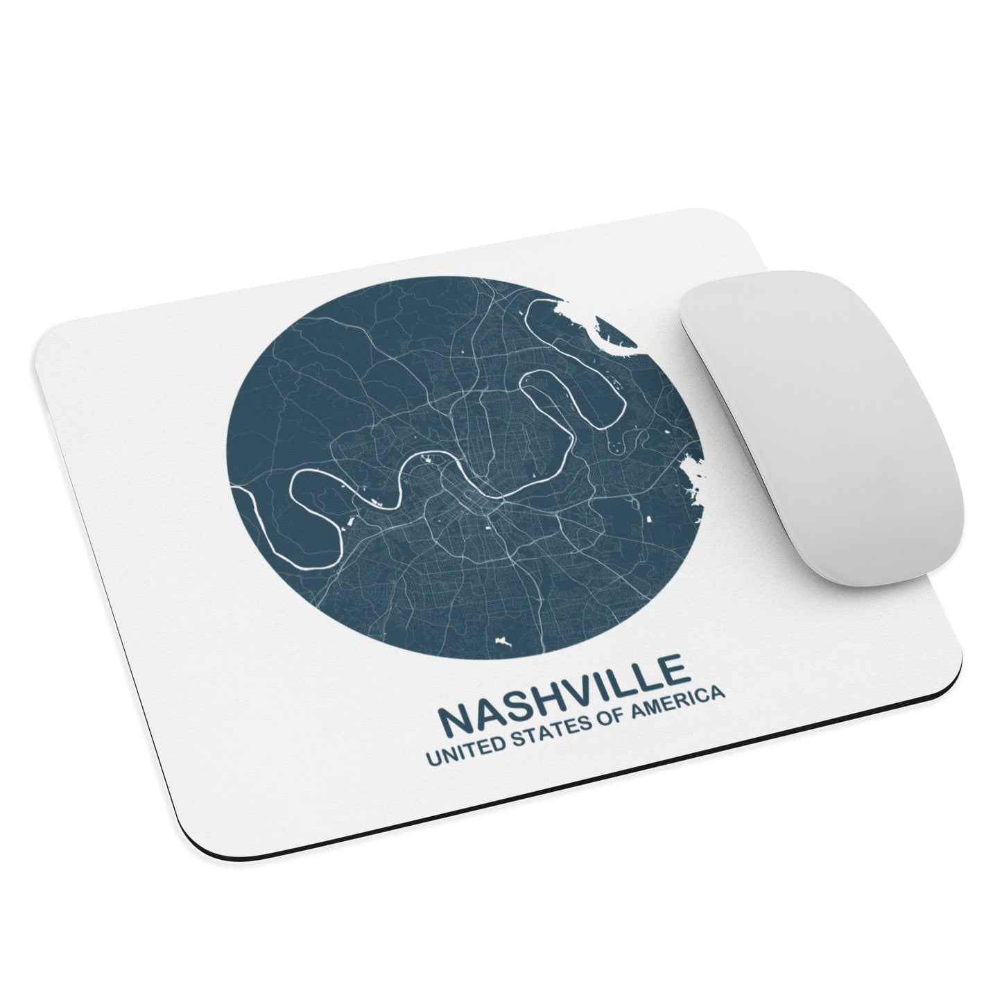 Nashville Circular Blue Map Mouse Pad