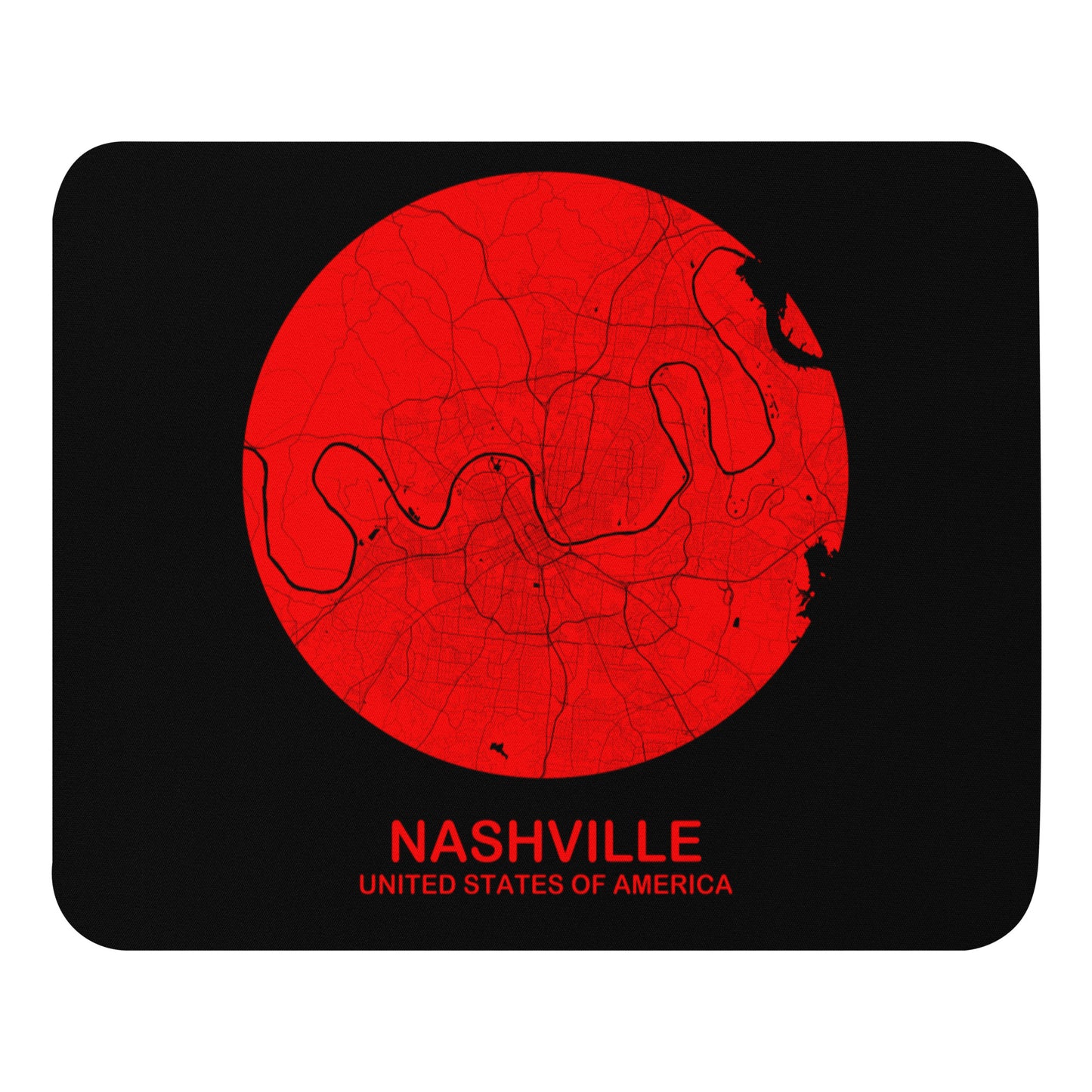 Nashville Circular Red Map Mouse Pad