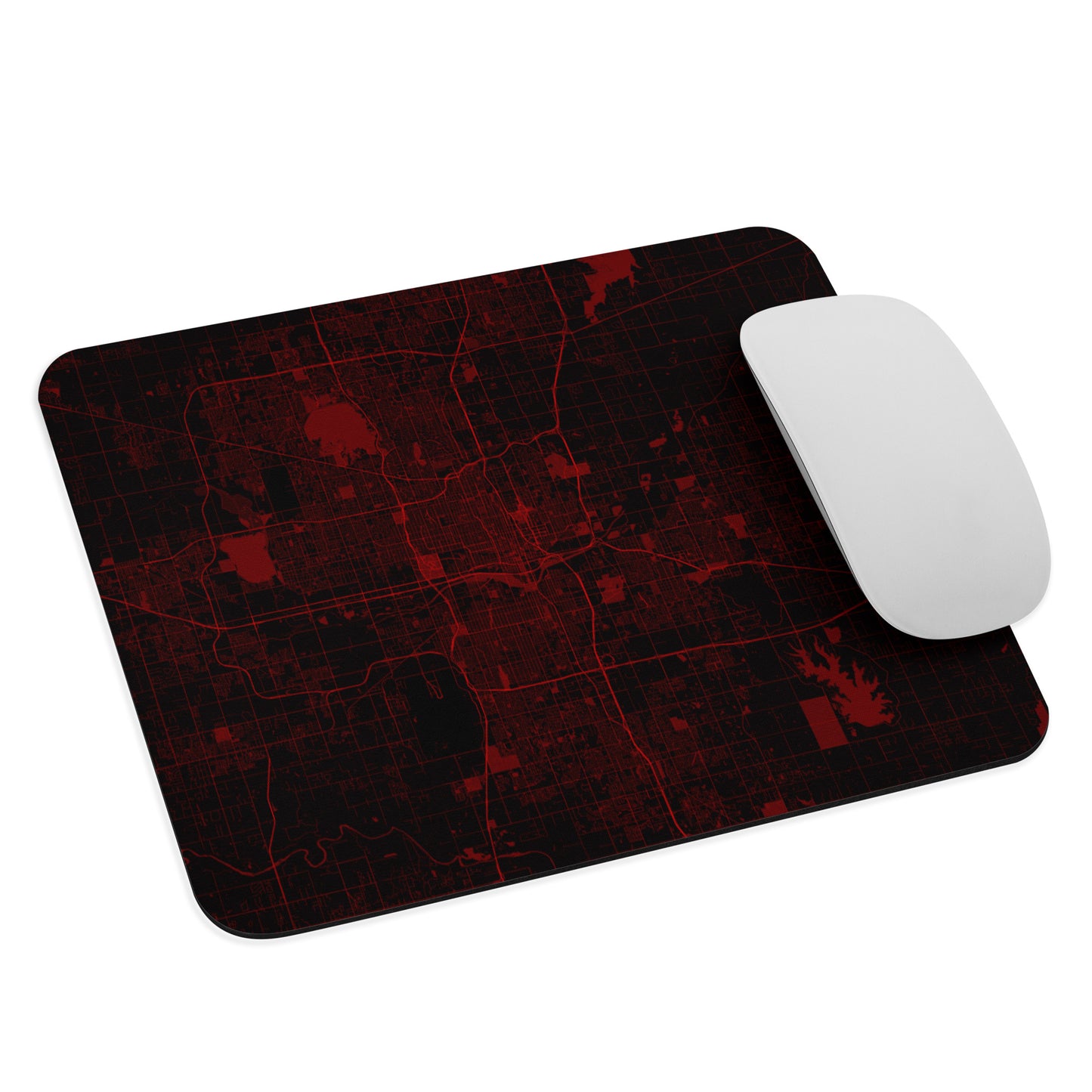 Oklahoma City Black and Red Map Mouse Pad