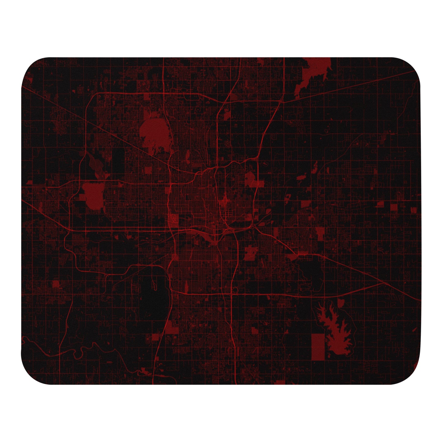 Oklahoma City Black and Red Map Mouse Pad