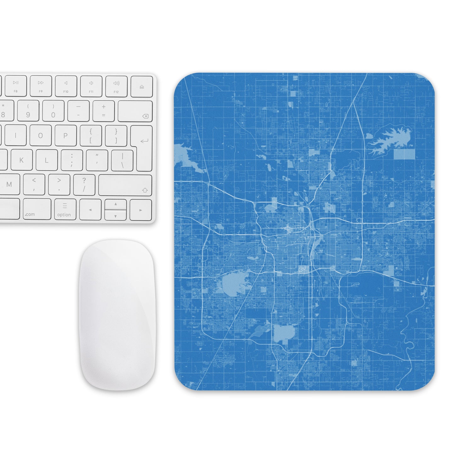 Oklahoma City Blue and White Map Mouse Pad