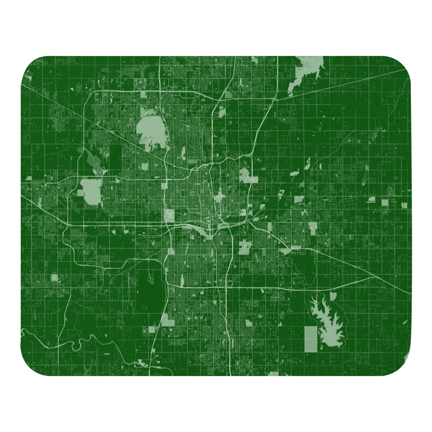 Oklahoma City Green and White Map Mouse Pad