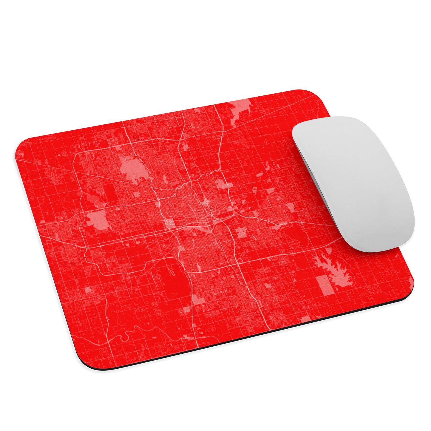 Oklahoma City Red and White Map Mouse Pad