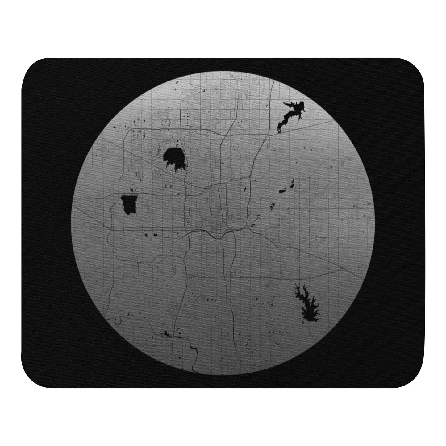 Oklahoma City Silver on Black Map Mouse Pad