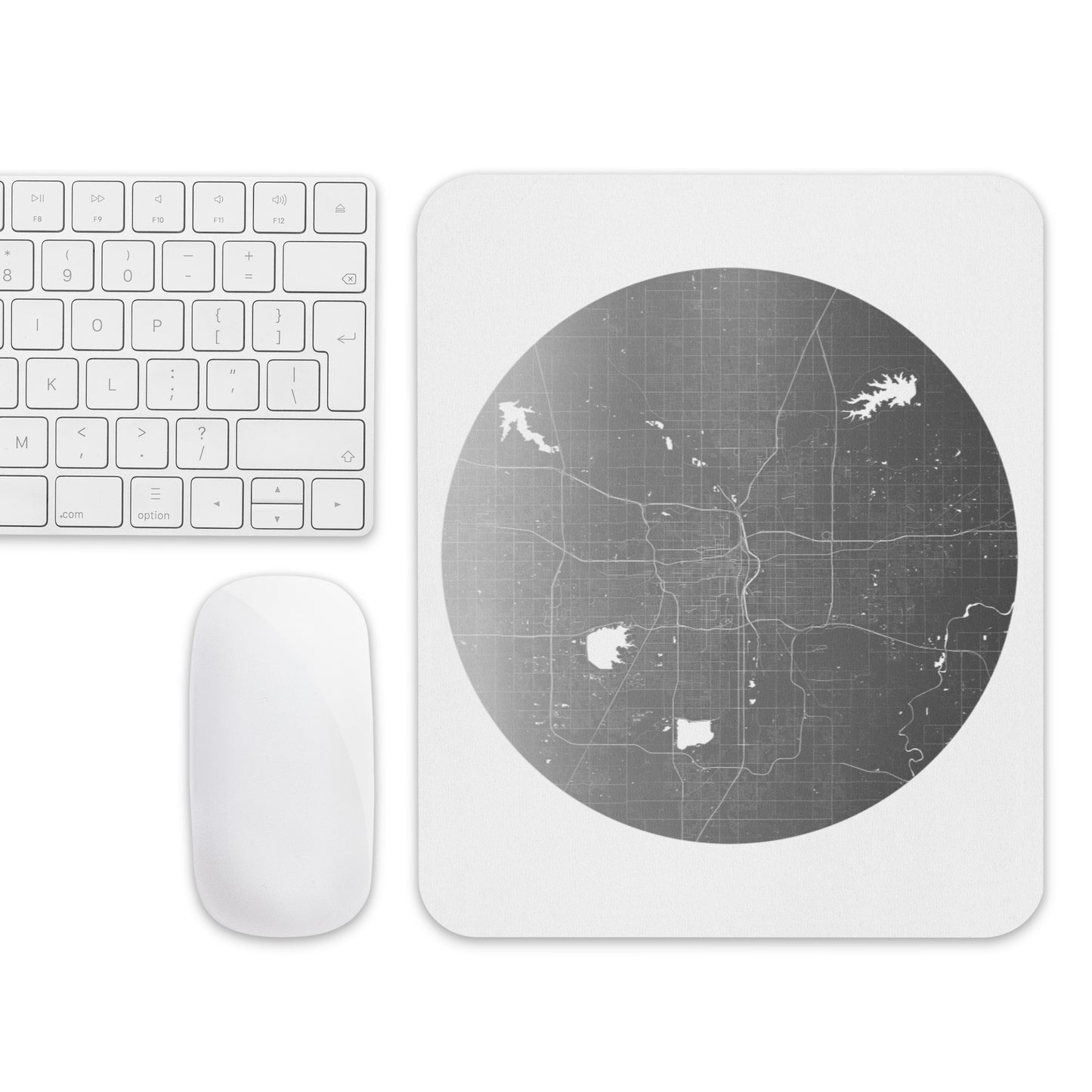 Oklahoma City Silver on White Map Mouse Pad