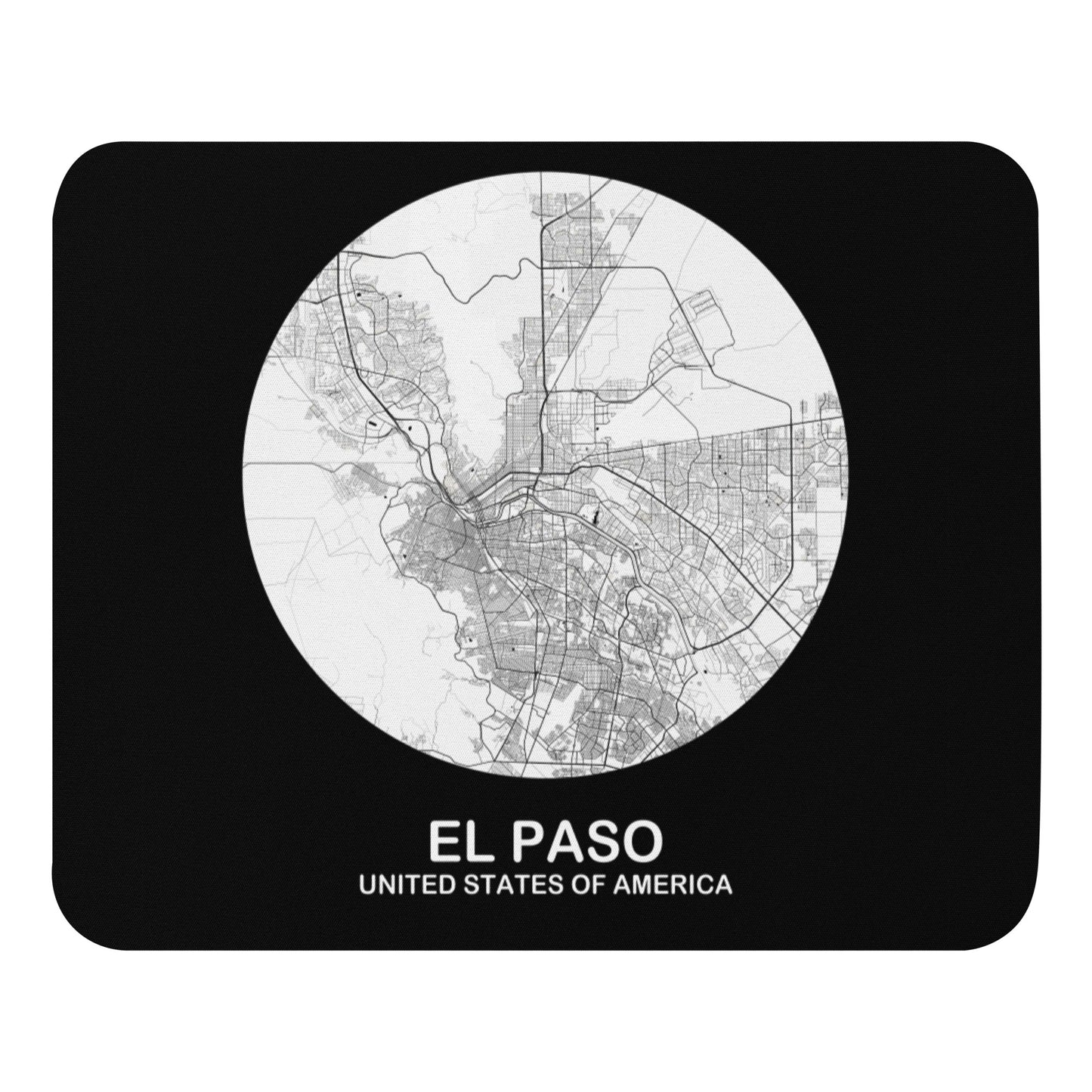 El Paso Circular White Map Mouse Pad