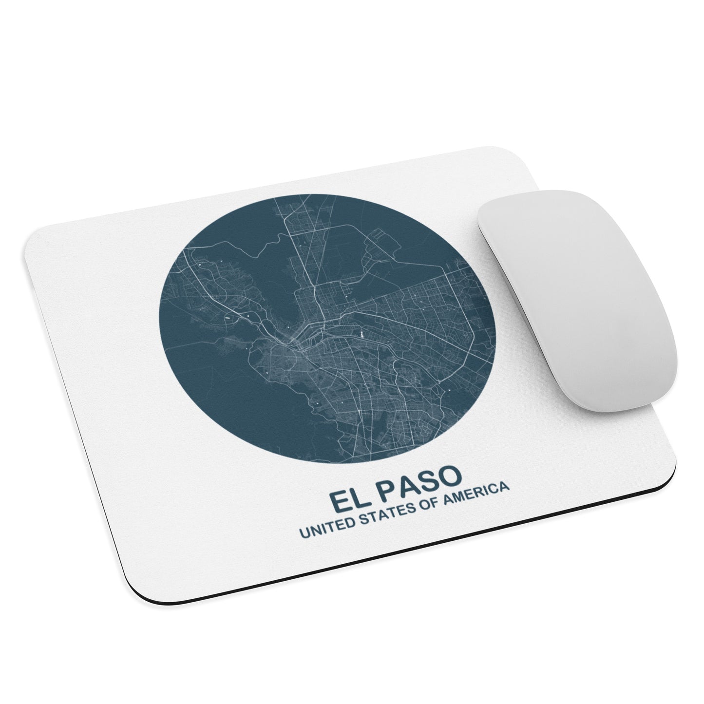 El Paso Circular Blue Map Mouse Pad