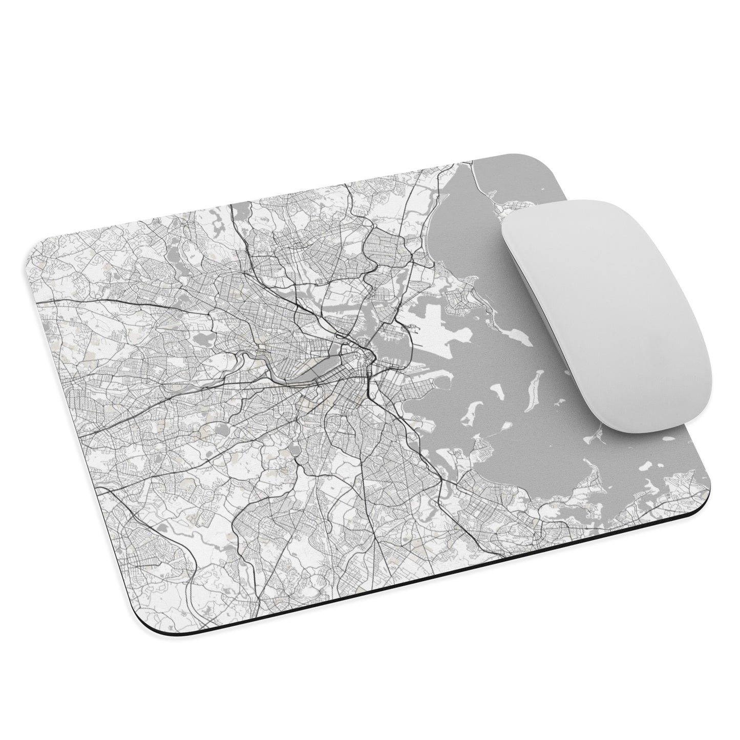 Boston White Map Mouse Pad