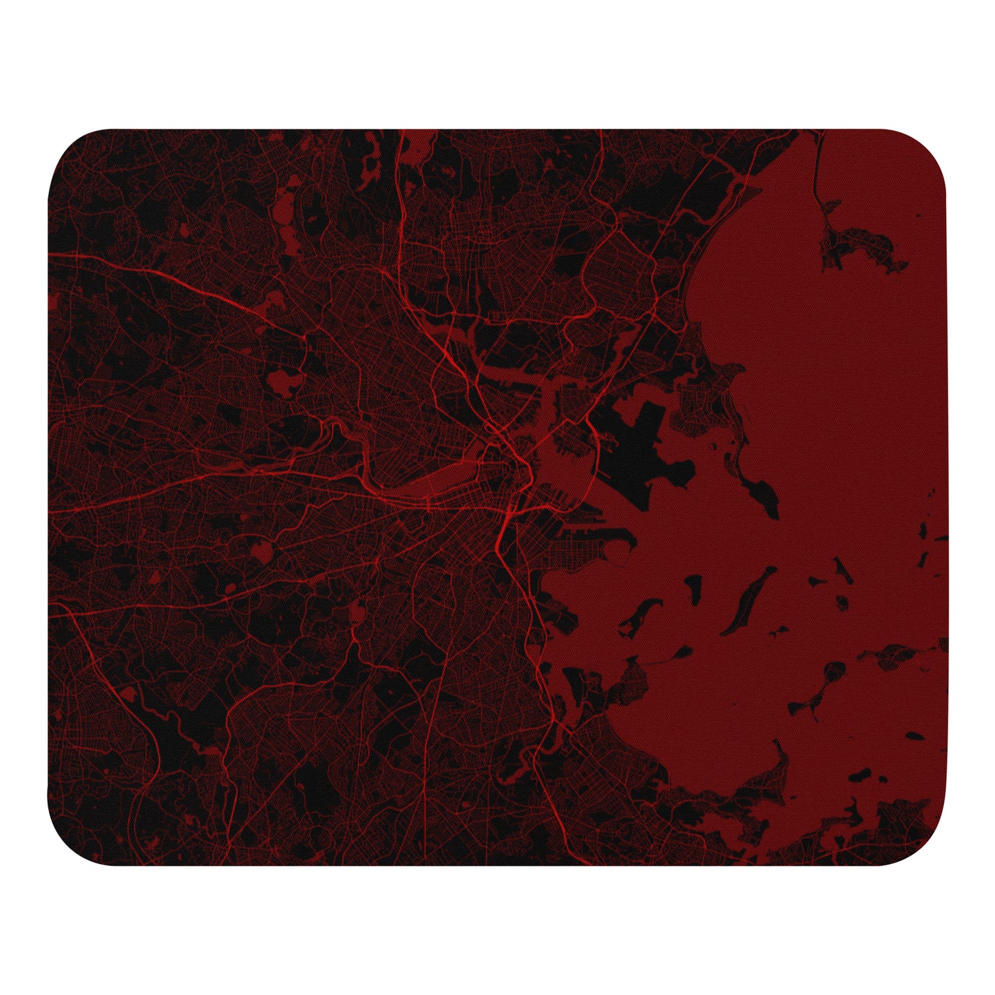 Boston Black and Red Map Mouse Pad