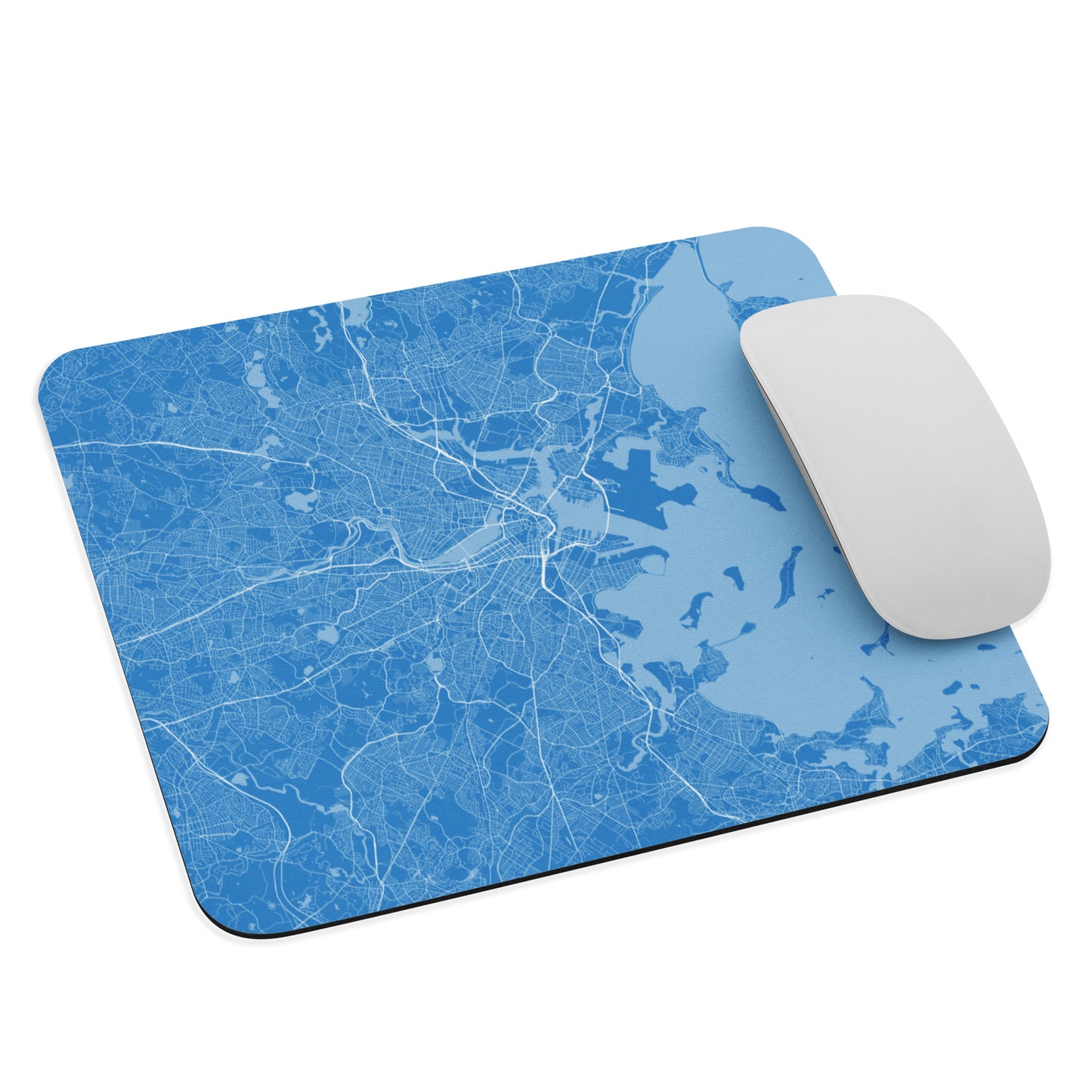 Boston Blue and White Map Mouse Pad