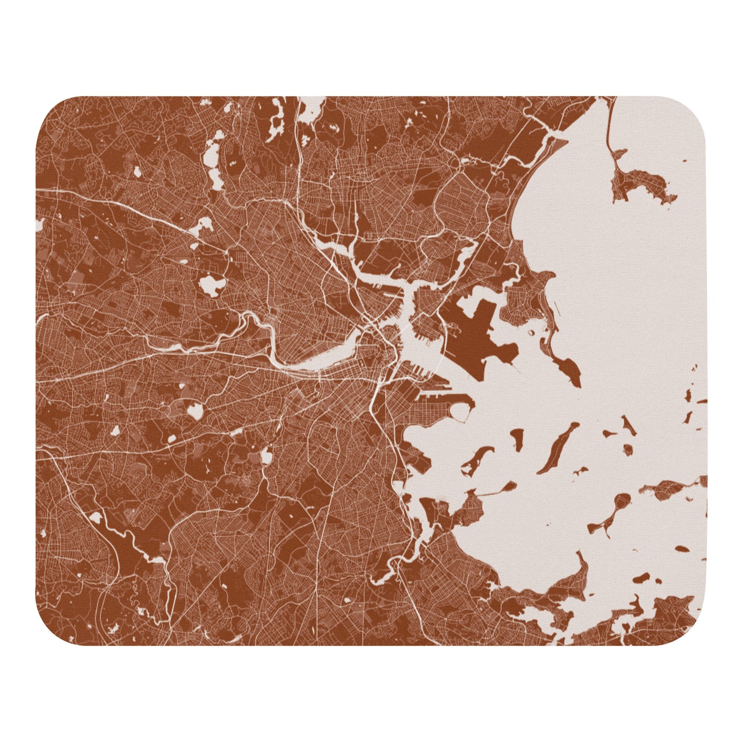 Boston Brown and White Map Mouse Pad