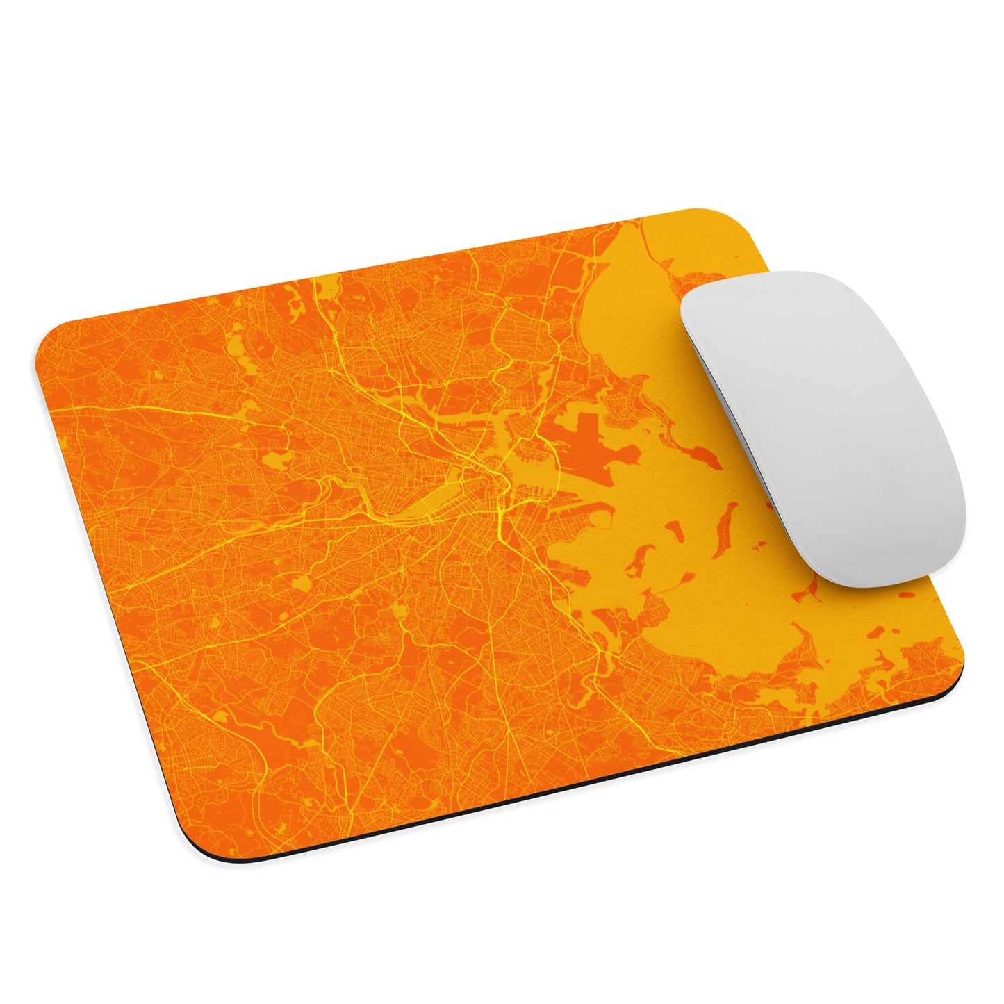 Boston Orange and Yellow Map Mouse Pad