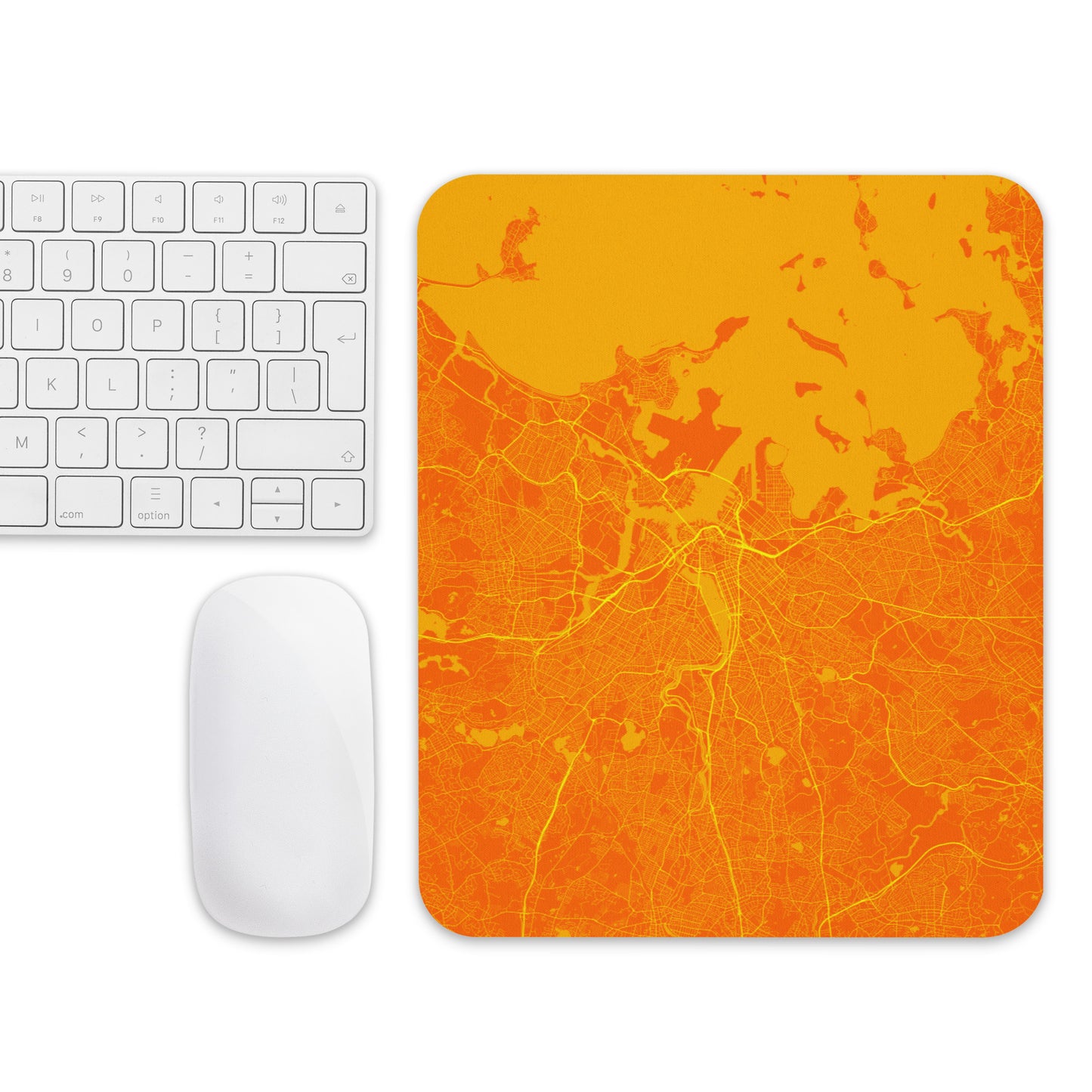 Boston Orange and Yellow Map Mouse Pad