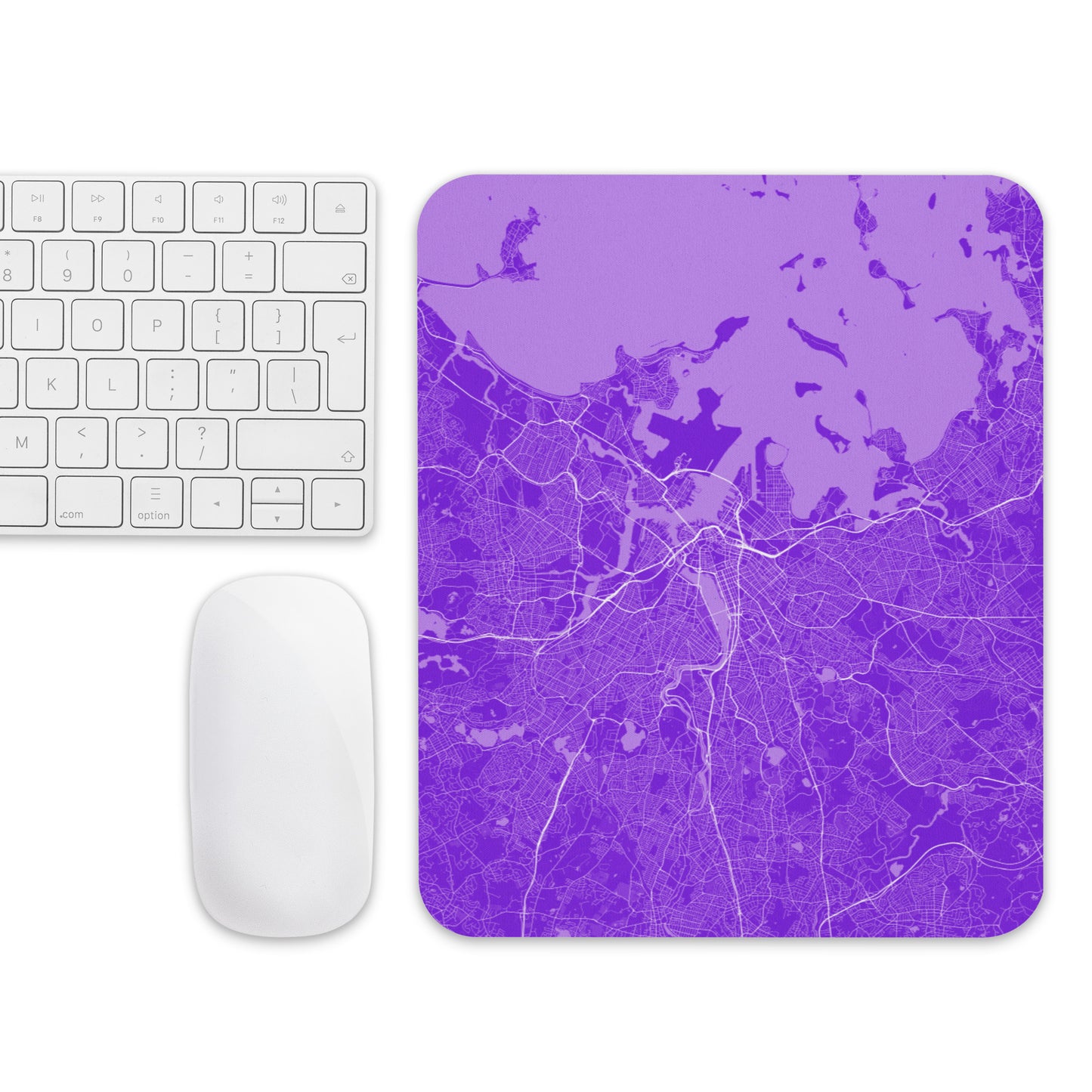 Boston Purple and White Map Mouse Pad