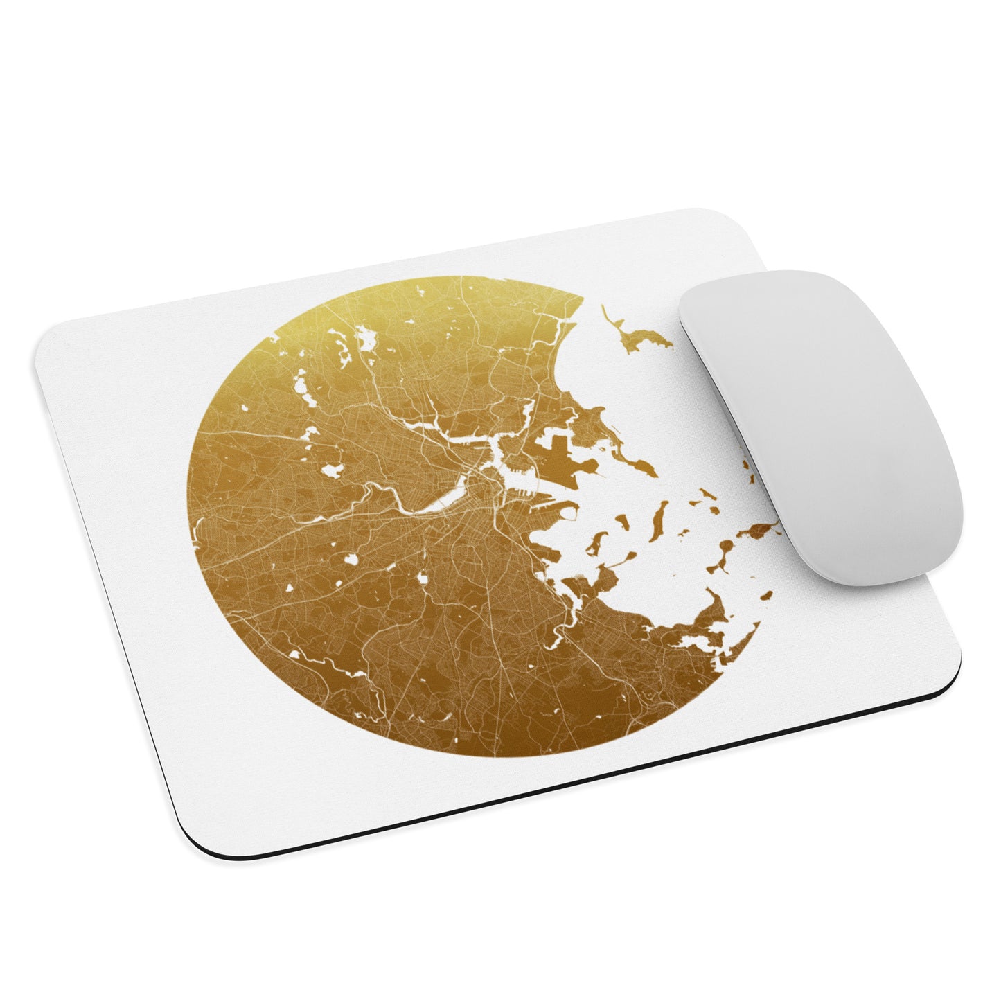 Boston Gold on White Map Mouse Pad