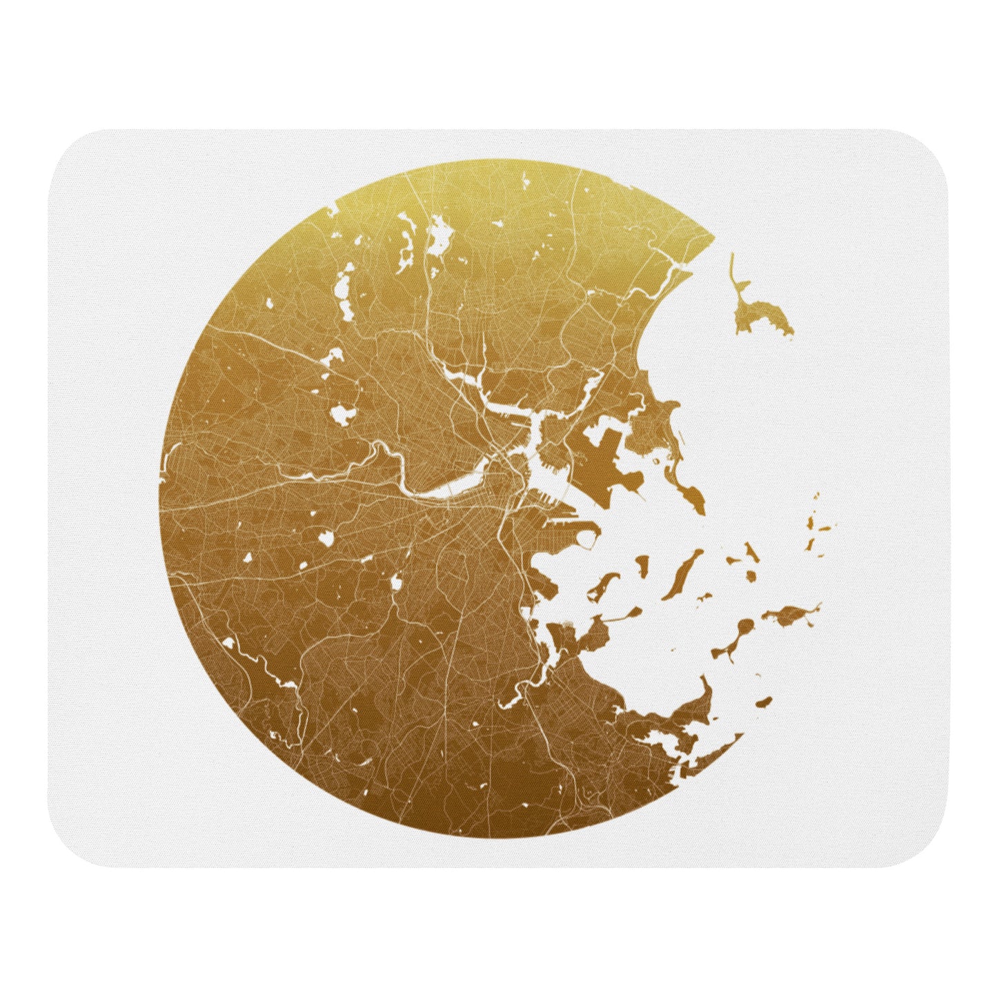 Boston Gold on White Map Mouse Pad