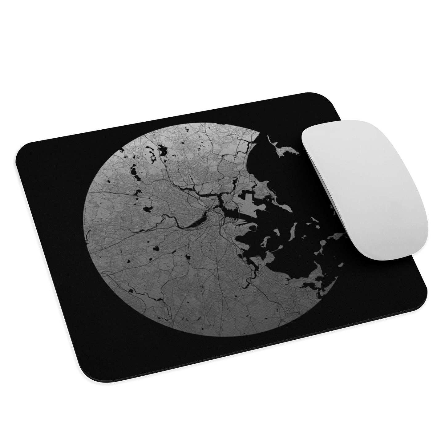 Boston Silver on Black Map Mouse Pad