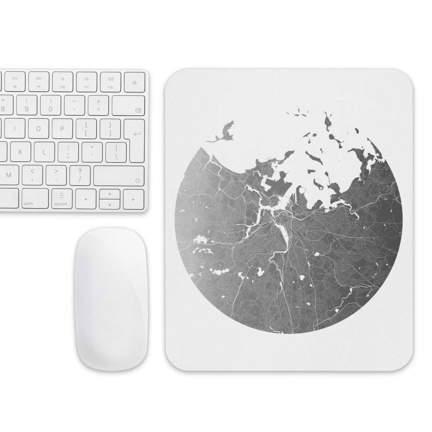 Boston Silver on White Map Mouse Pad