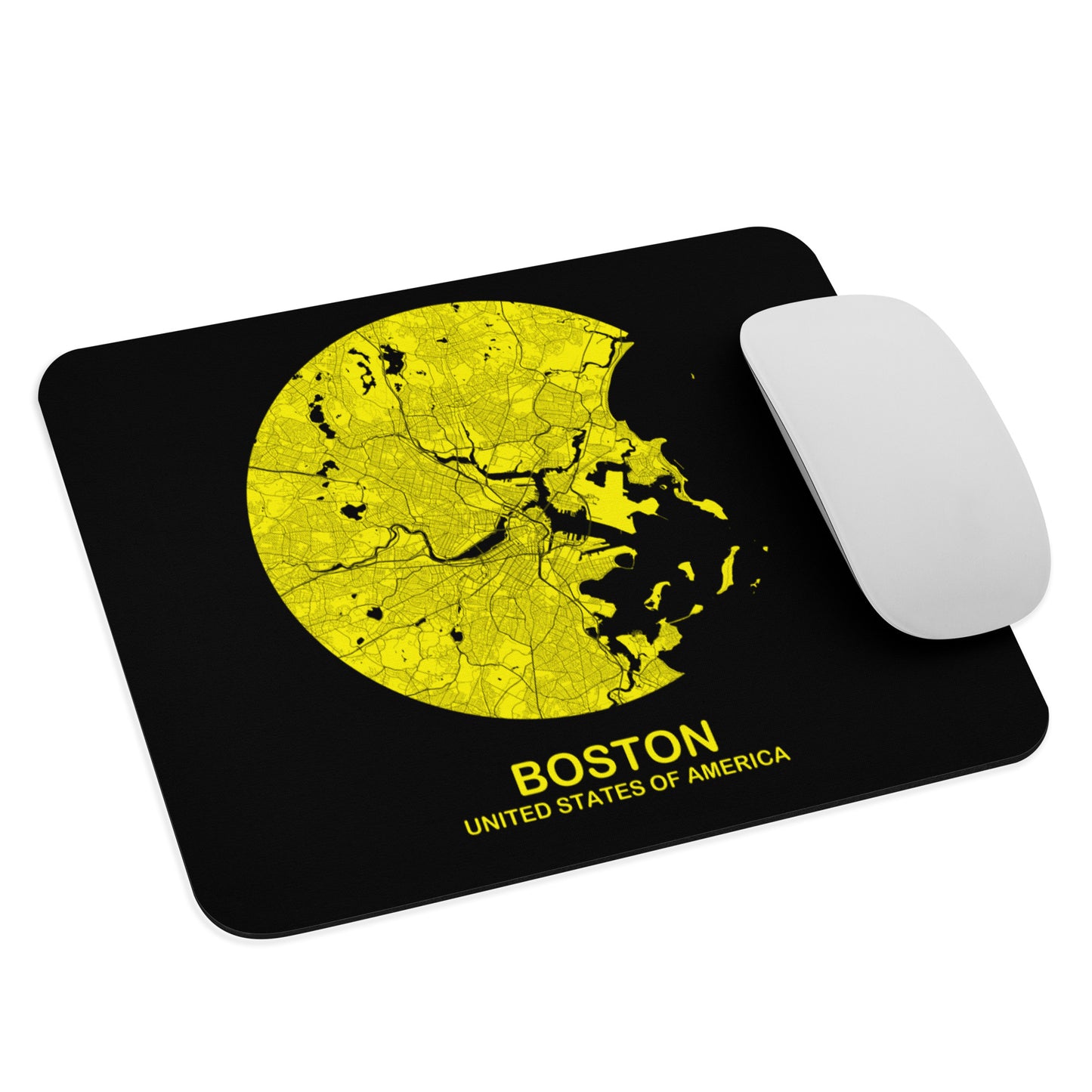 Boston Circular Yellow Map Mouse Pad