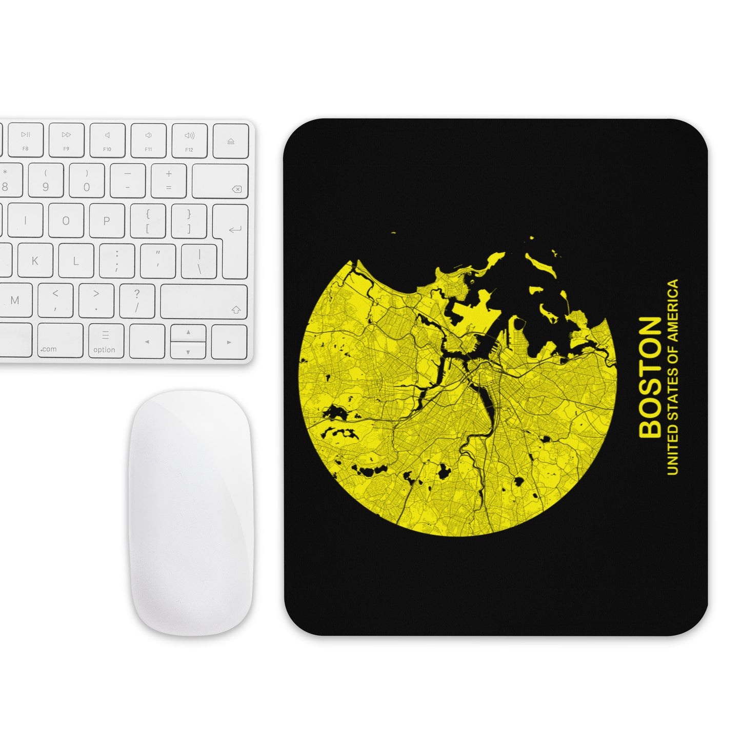 Boston Circular Yellow Map Mouse Pad