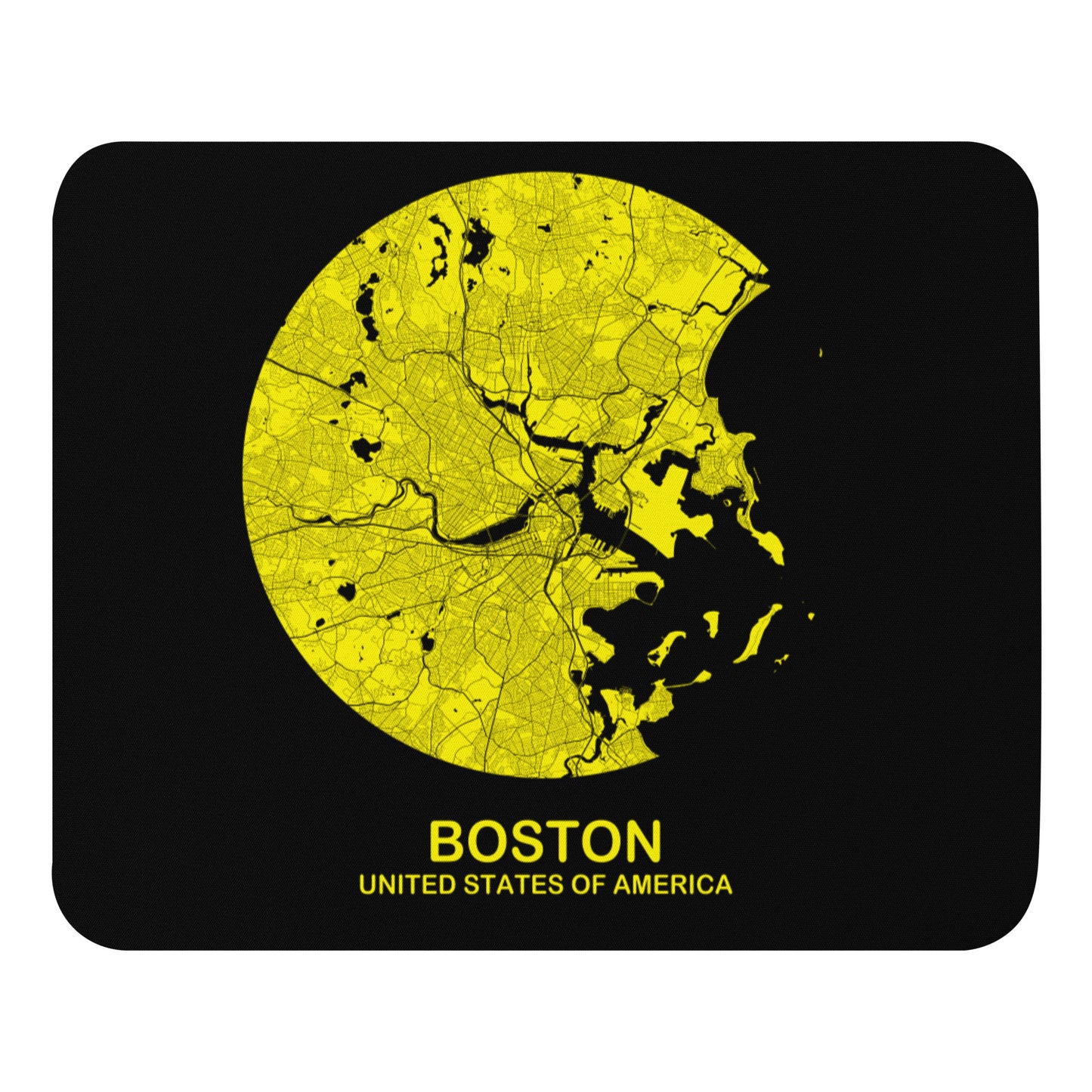 Boston Circular Yellow Map Mouse Pad