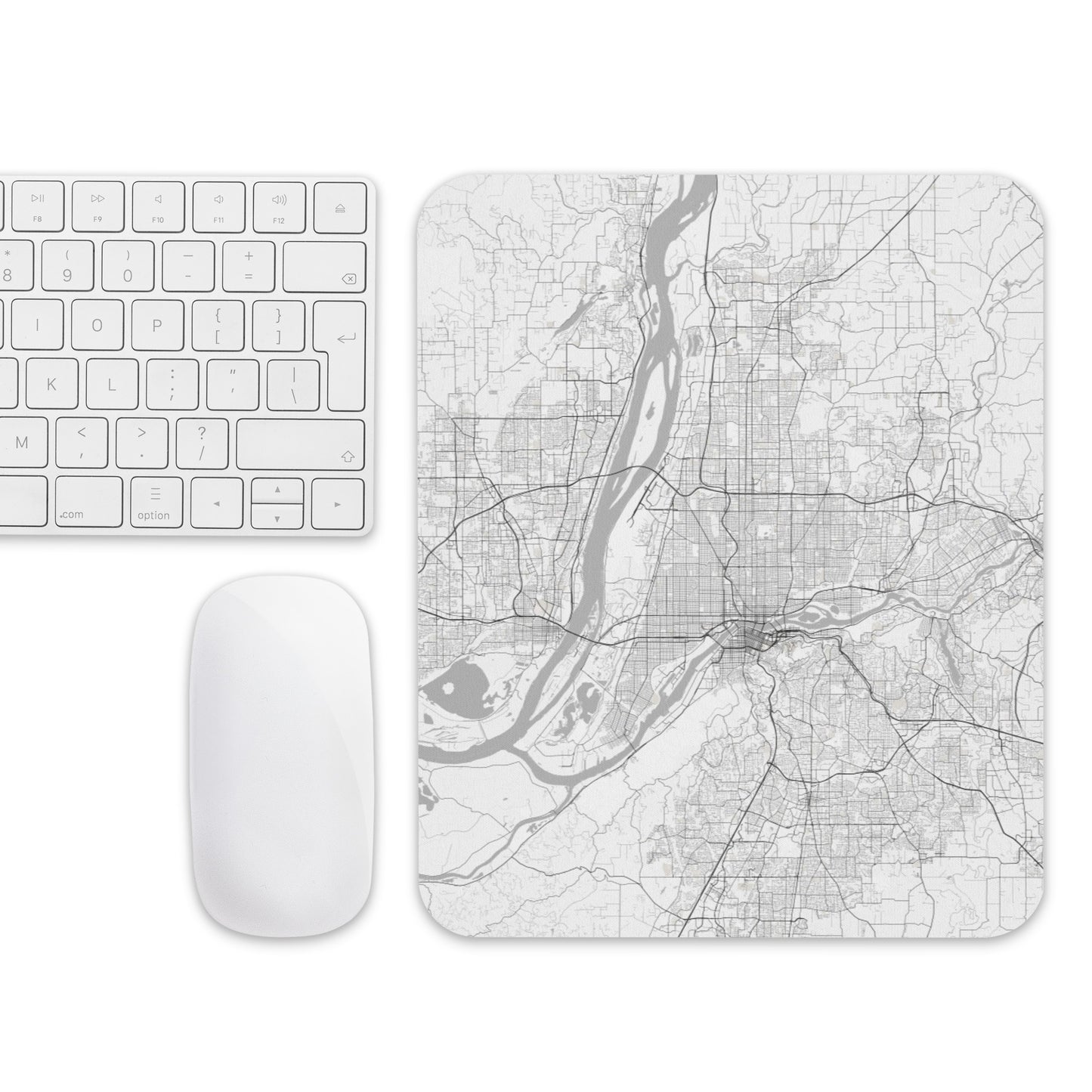 Portland White Map Mouse Pad