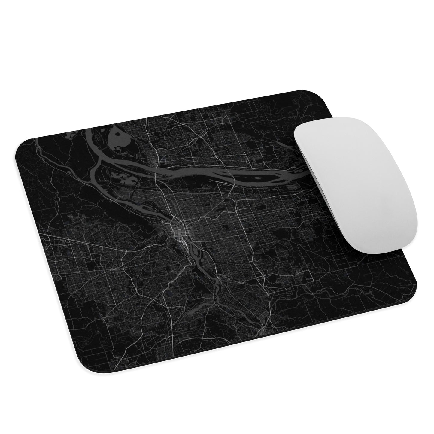 Portland Black Map Mouse Pad