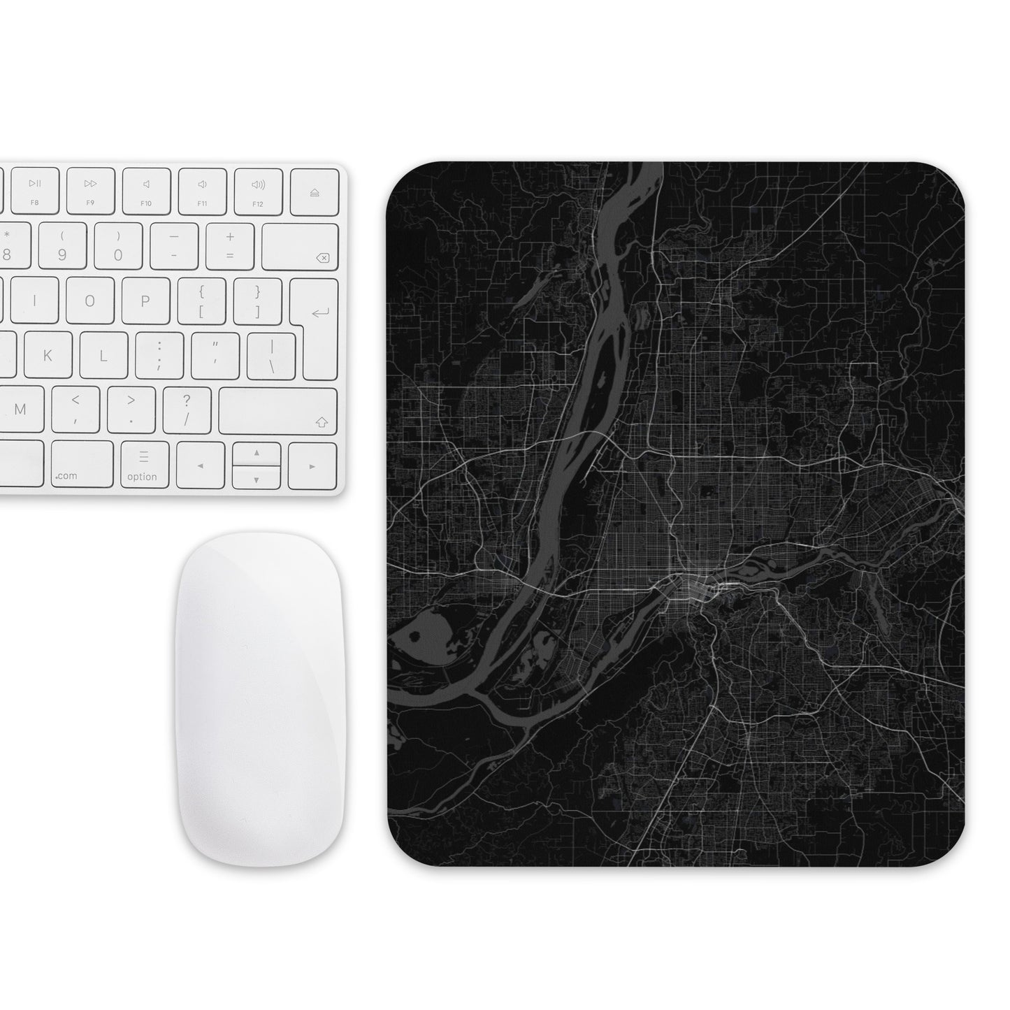 Portland Black Map Mouse Pad