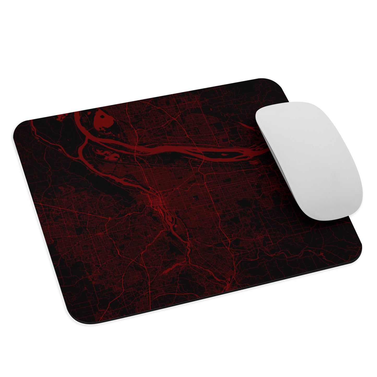 Portland Black and Red Map Mouse Pad