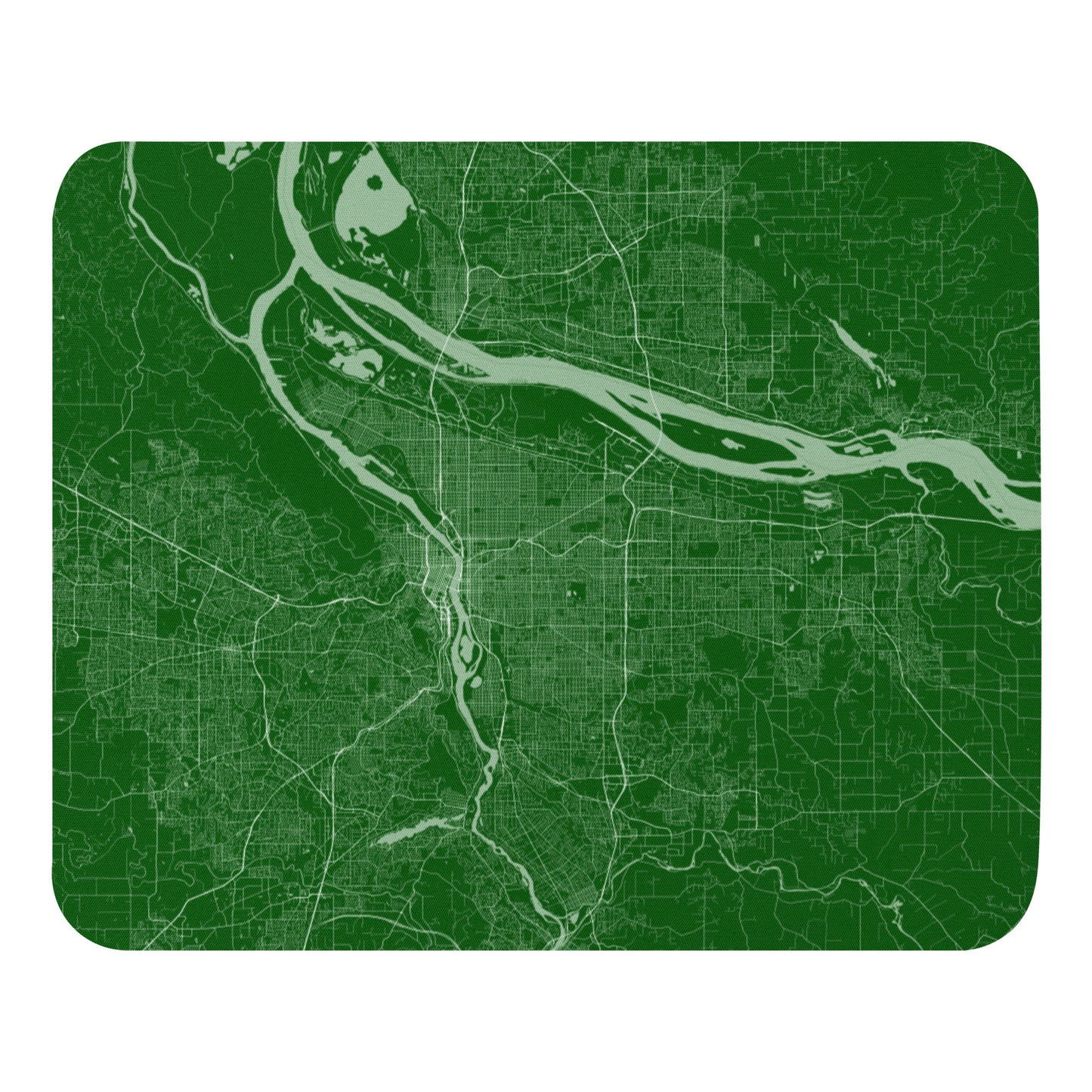 Portland Green and White Map Mouse Pad