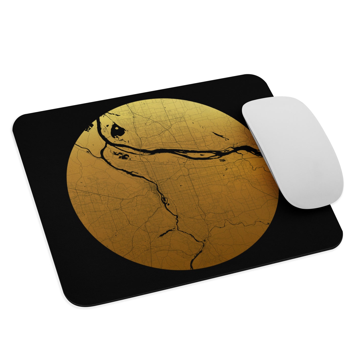 Portland Gold on Black Map Mouse Pad