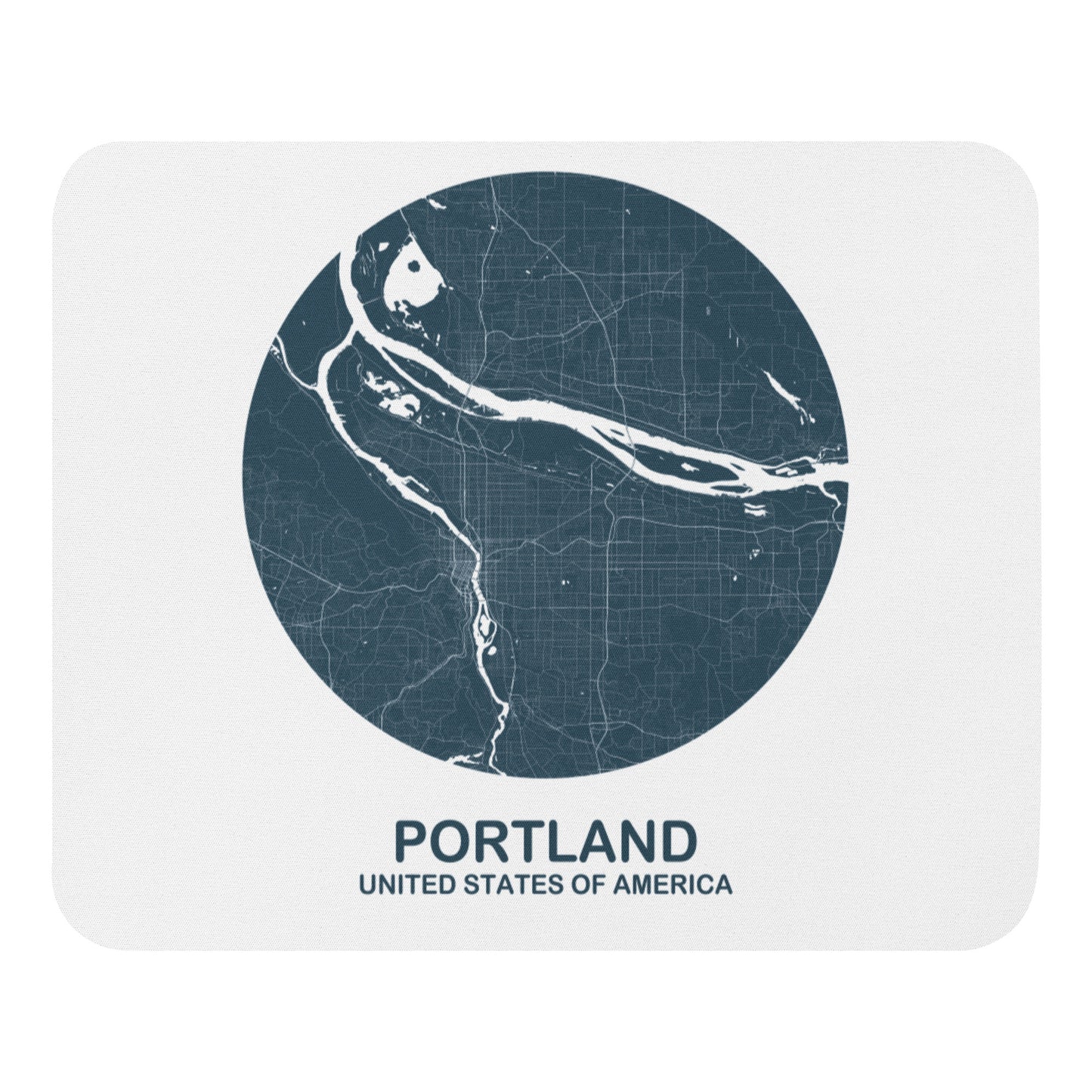 Portland Circular Blue Map Mouse Pad