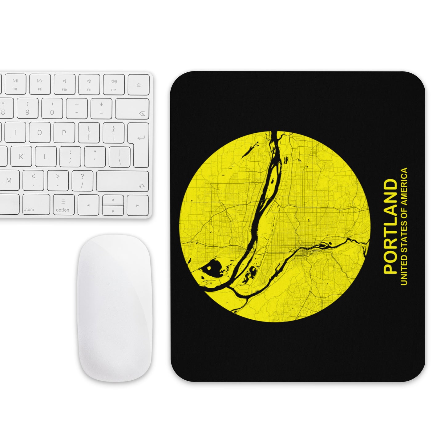 Portland Circular Yellow Map Mouse Pad