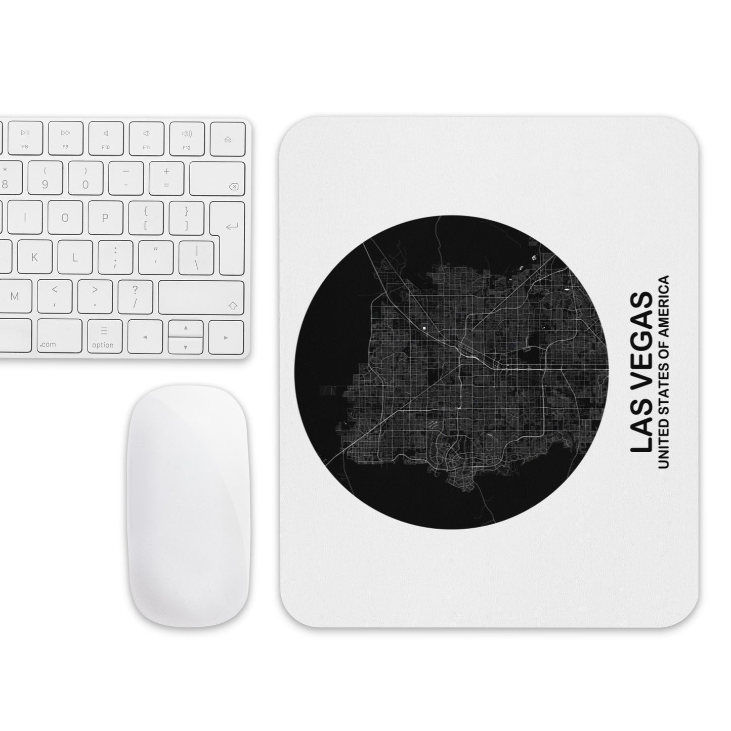 Las Vegas Circular Black Map Mouse Pad