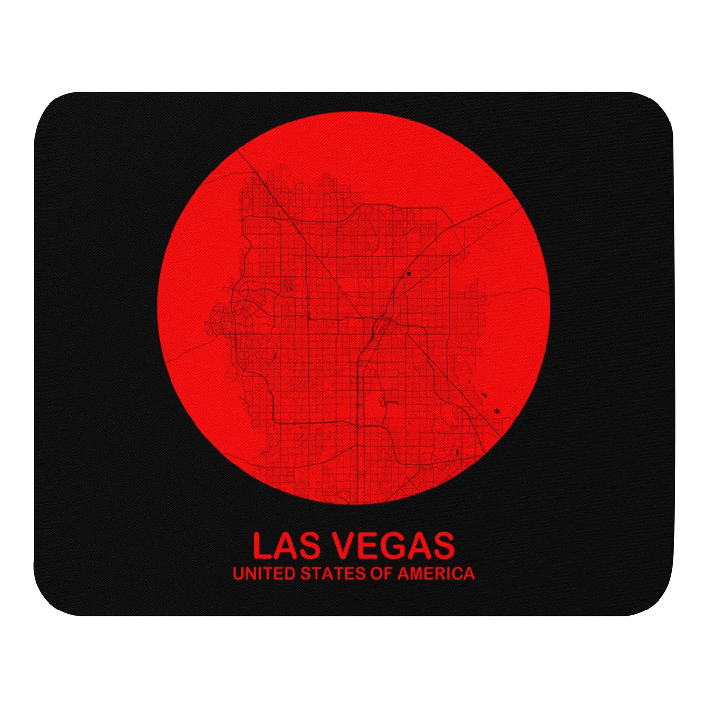 Las Vegas Circular Red Map Mouse Pad