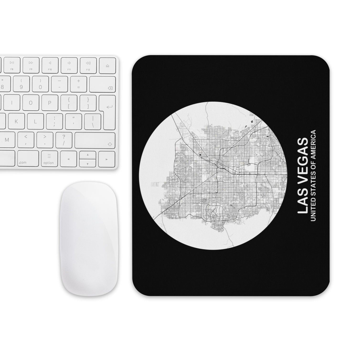 Las Vegas Circular White Map Mouse Pad