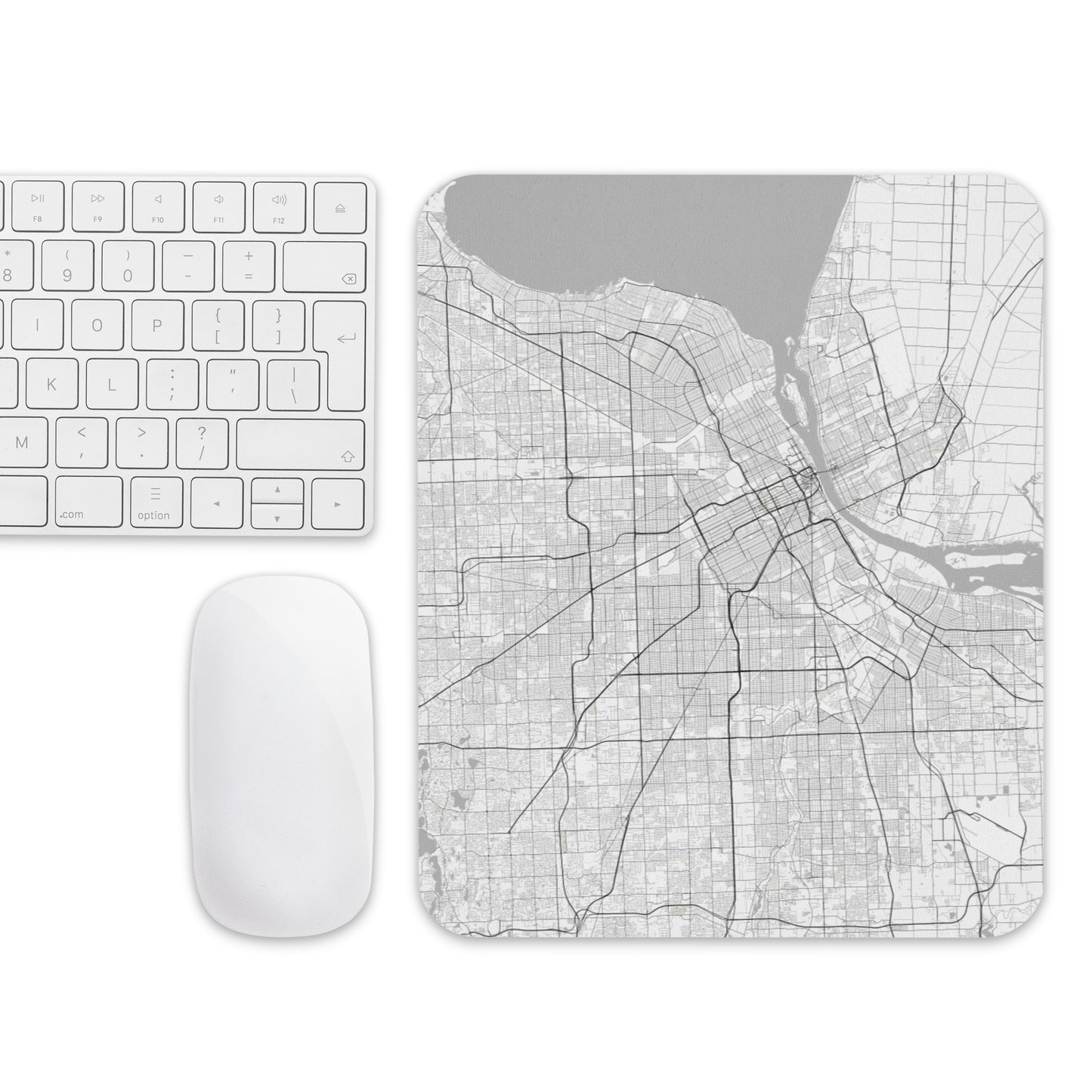 Detroit White Map Mouse Pad