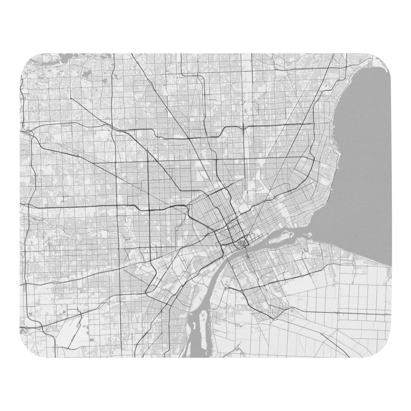 Detroit White Map Mouse Pad