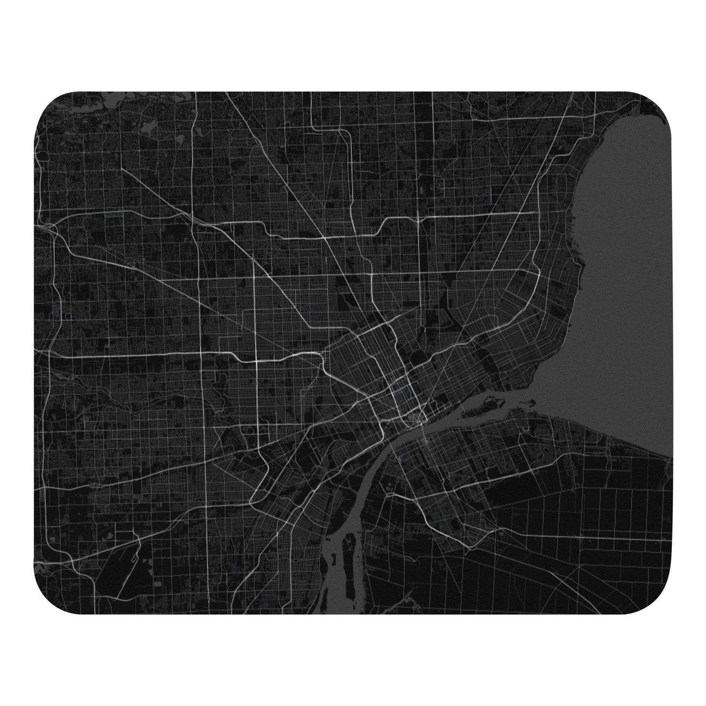 Detroit Black Map Mouse Pad