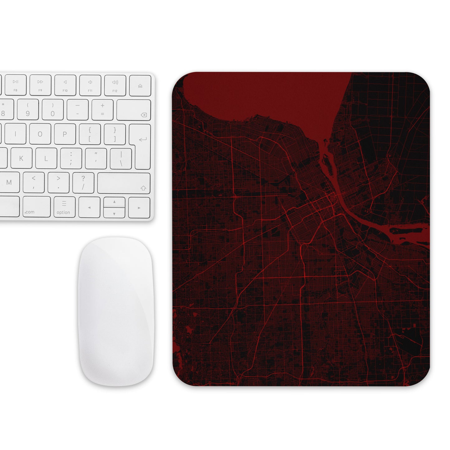 Detroit Black and Red Map Mouse Pad