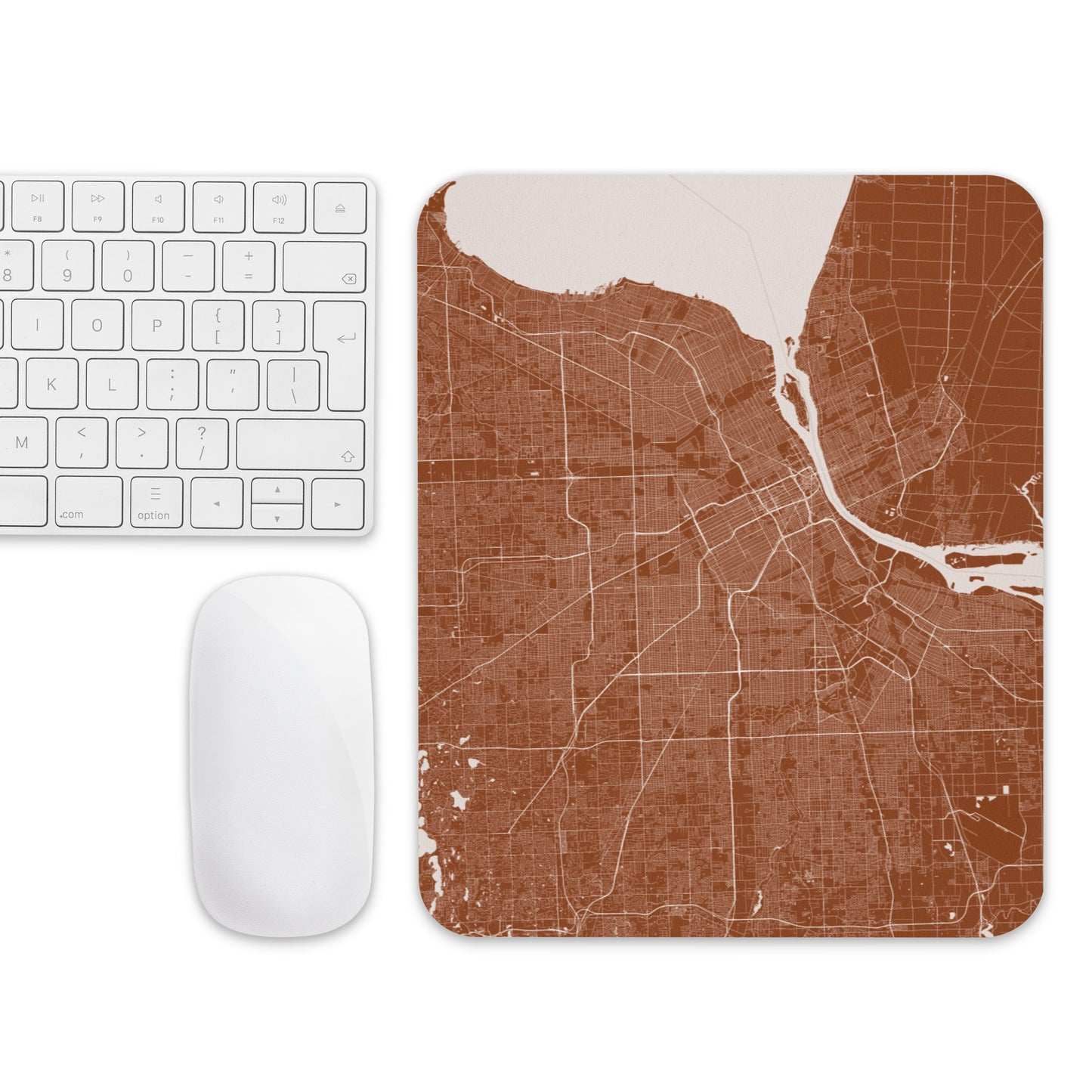 Detroit Brown and White Map Mouse Pad