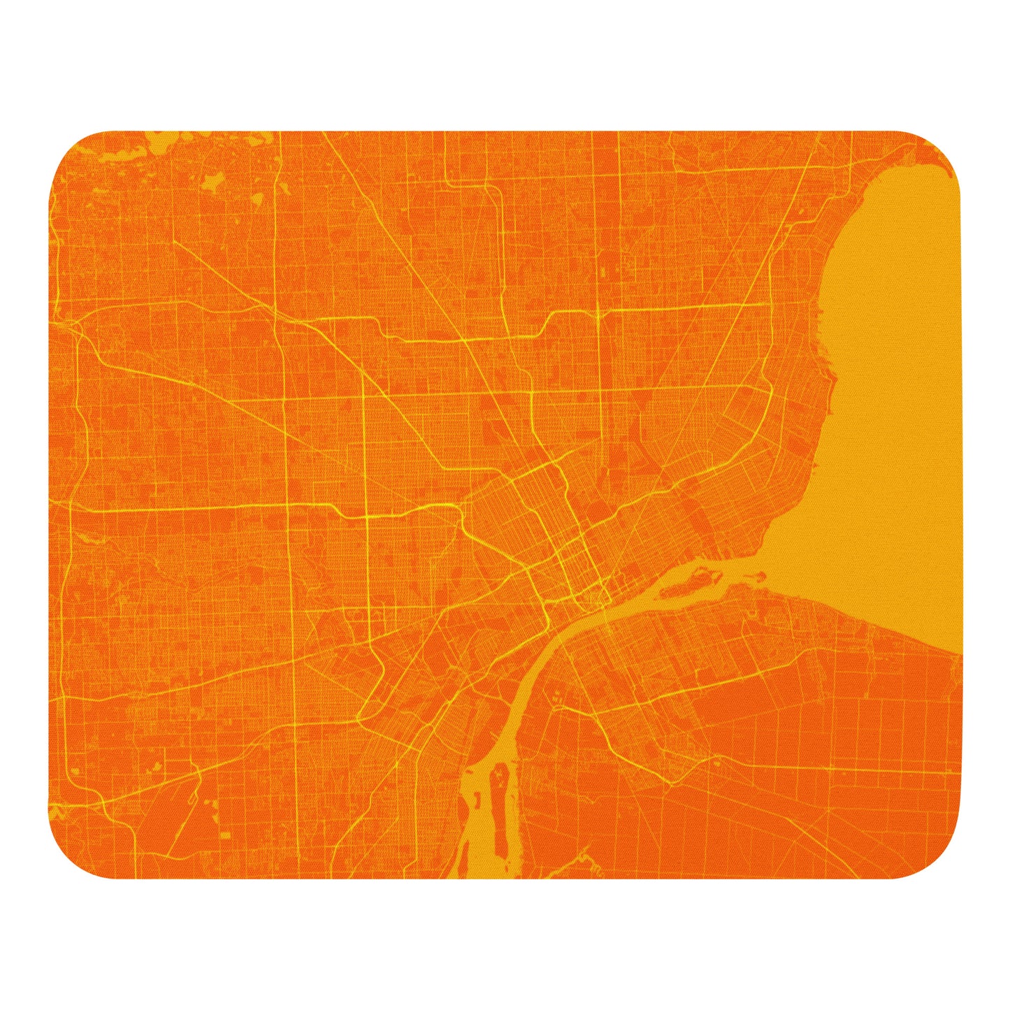 Detroit Orange and Yellow Map Mouse Pad