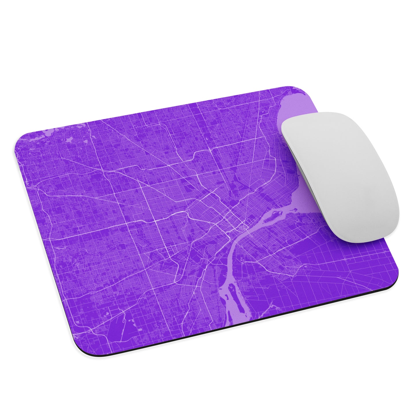 Detroit Purple and White Map Mouse Pad