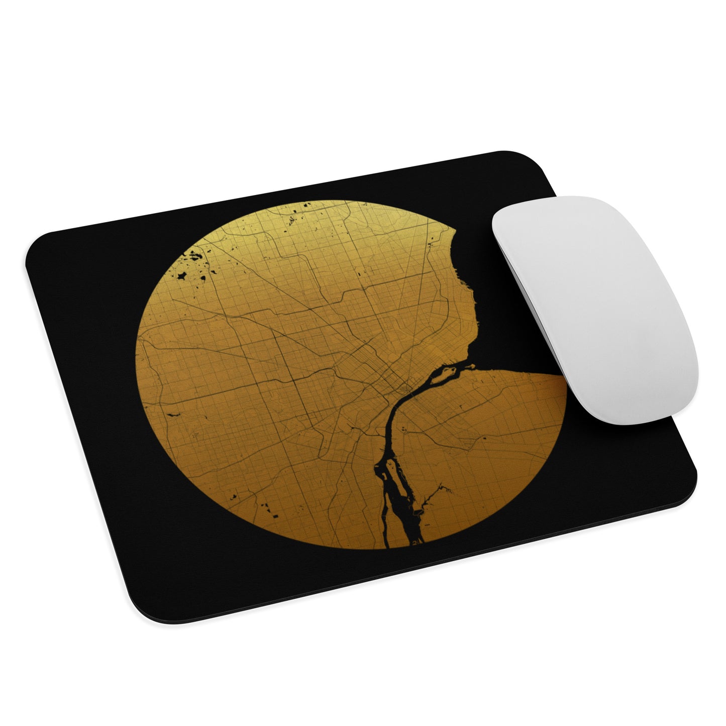 Detroit Gold on Black Map Mouse Pad