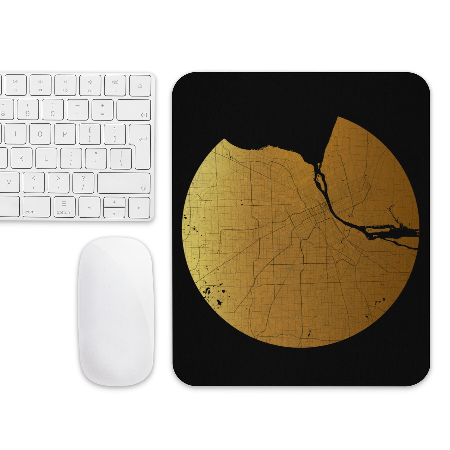 Detroit Gold on Black Map Mouse Pad