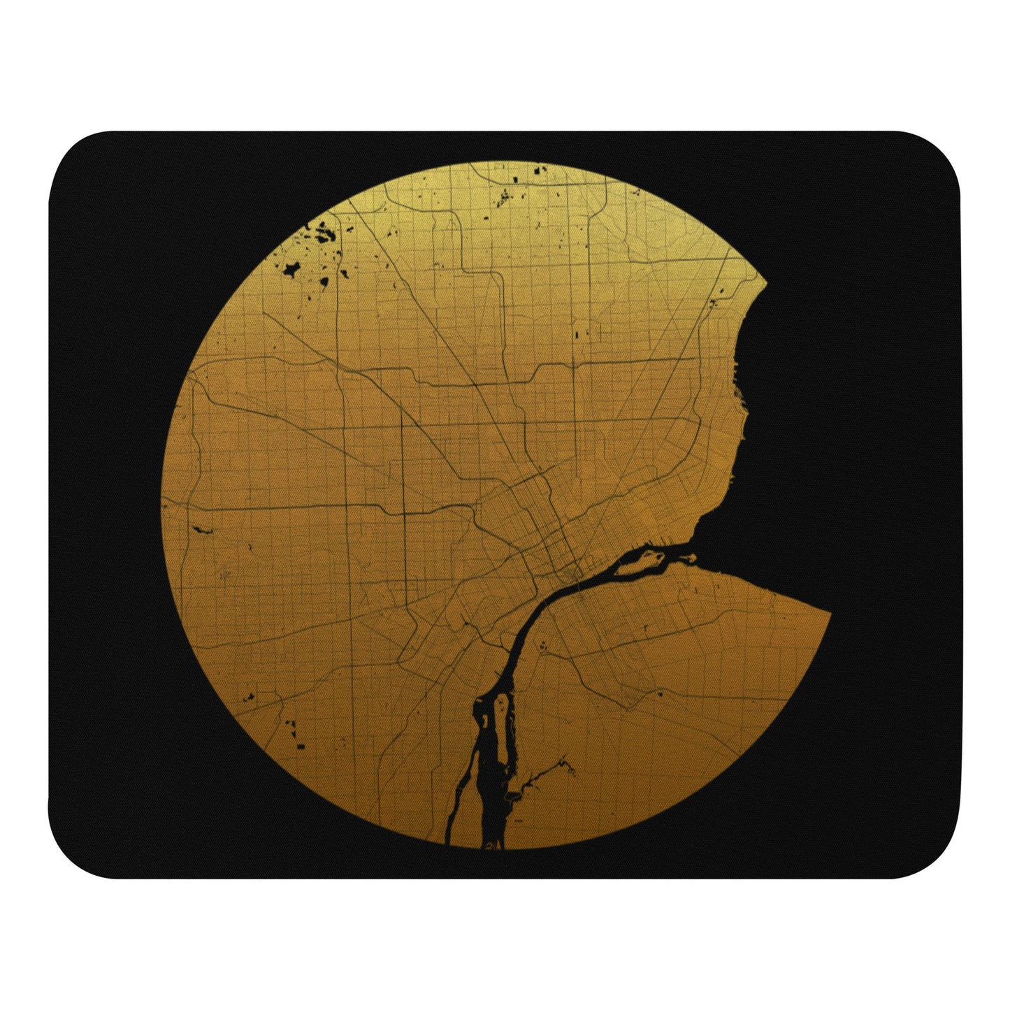 Detroit Gold on Black Map Mouse Pad