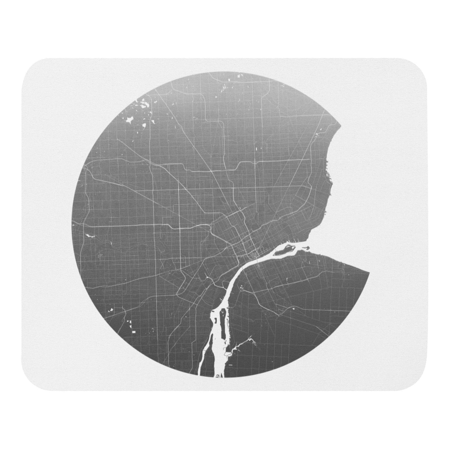 Detroit Silver on White Map Mouse Pad