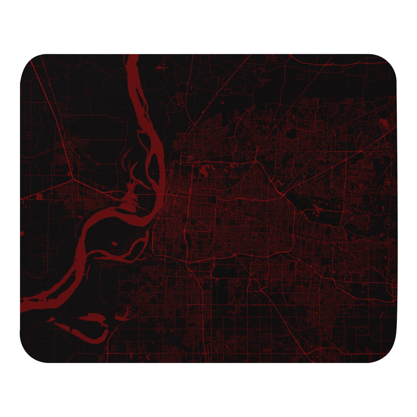 Memphis Black and Red Map Mouse Pad